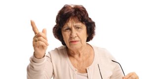 Angry elderly woman