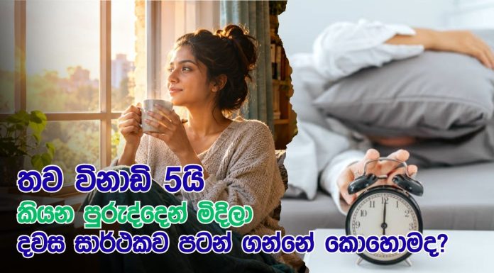 “තව විනාඩි 5යි” කියන පුරුද්දෙන් මිදිලා, දවස සාර්ථකව පටන් ගන්නේ කොහොමද?